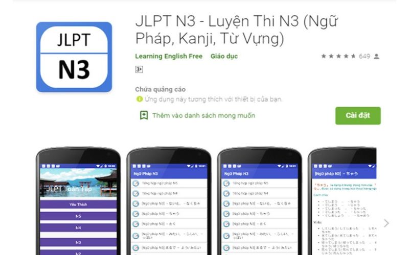 App học tiếng Nhật N3