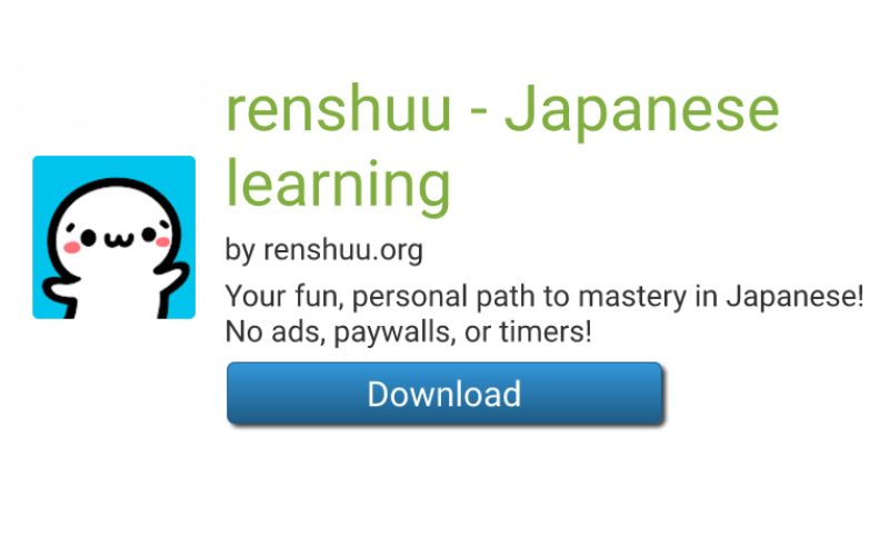 Phần mềm học tiếng Nhật miễn phí Renshuu Japanese learning